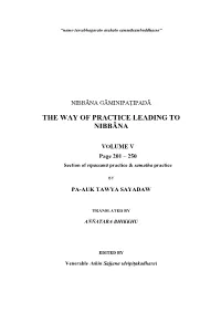 The Way of Practice Leading to Nibbāna