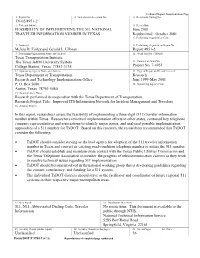 Feasibility of Implementing the 511 National Traveler Information Number in Texas