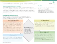 Microsoft Partner Network Quick Reference Card (QRC)