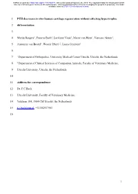 PTH Decreases in Vitro Human Cartilage Regeneration Without Affecting Hypertrophic