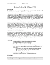 Setting up Opengl, GLM, and FLTK