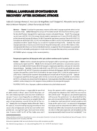 Verbal Language Spontaneous Recovery After Ischemic Stroke