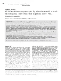 Inhibition of the Androgen Receptor by Mineralocorticoids at Levels Physiologically Achieved in Serum in Patients Treated with Abiraterone Acetate
