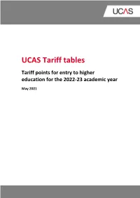 UCAS Tariff Tables