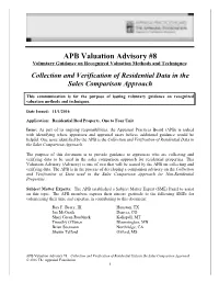 APB Valuation Advisory #8 Voluntary Guidance on Recognized Valuation Methods and Techniques