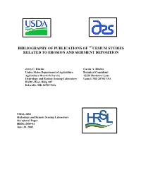 Bibliography of Publications of 137Cesium Studies Related to Erosion and Sediment Deposition