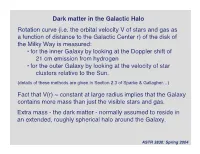 Dark Matter in the Galactic Halo Rotation Curve (I.E