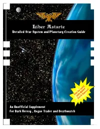 Detailed Star System and Planetary Creation Guide an Unofficial