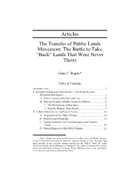 John C. Ruple: the Transfer of Public Lands Movement