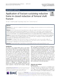 Application of Fracture-Sustaining Reduction Frame in Closed Reduction