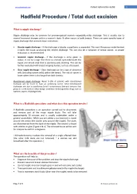 Hadfield Procedure / Total Duct Excision