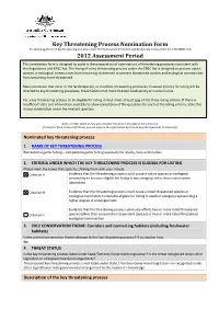 Key Threatening Process Nomination Form