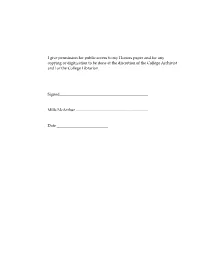 I Give Permission for Public Access to My Honors Paper And