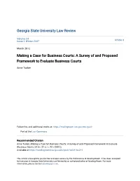 Making a Case for Business Courts: a Survey of and Proposed Framework to Evaluate Business Courts
