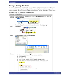 Manage Pop-Up Blockers