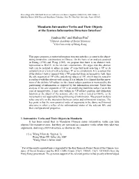 Mandarin Intransitive Verbs and Their Objects at the Syntax-Information Structure Interface1