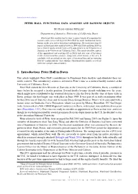 Peter Hall, Functional Data Analysis and Random Objects