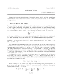 Probability Theory 1 Sample Spaces and Events