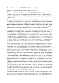 Summary of the Application: DRIED COFFEE CHERRY of Coffea Sp