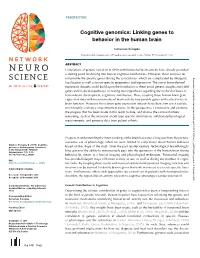 Cognitive Genomics: Linking Genes to Behavior in the Human Brain