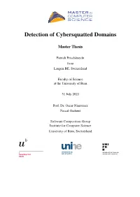 Detection of Cybersquatted Domains