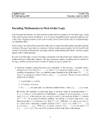 Encoding Mathematics in First-Order Logic