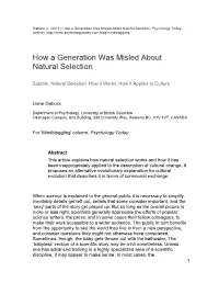 How a Generation Was Misled About Natural Selection
