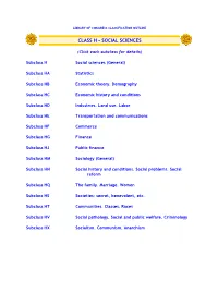 Library of Congress Classification Outline: Class H