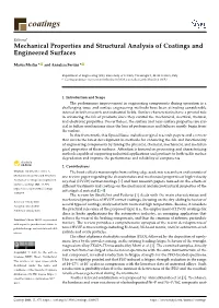 Mechanical Properties and Structural Analysis of Coatings and Engineered Surfaces