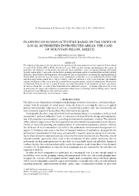 Planning of Human Activities Based on the Views of Local Authorities in Protected Areas: the Case of Mountain Pelion, Greece