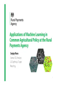 Applications of Machine Learning in Common Agricultural Policy at the Rural Payments Agency