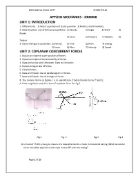Applied Mechanics - 3300008 Unit 1: Introduction 1