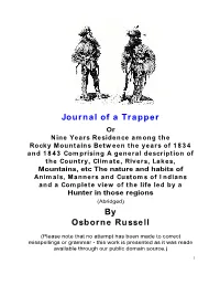 Journal of a Trapper by Osborne Russell