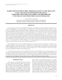 MINERALIZATION in the MISTASTIN LAKE and SMALLWOOD RESERVOIR AREAS, LABRADOR: FIELD RELATIONSHIPS and PRELIMINARY U–Pb ZIRCON AGES from HOST GRANITOID ROCKS
