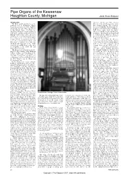 Pipe Organs of the Keweenaw Houghton County, Michigan Janet Anuta Dalquist