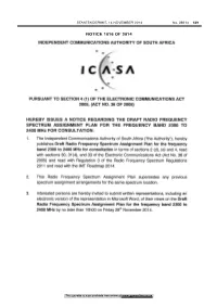 RADIO FREQUENCY SPECTRUM ASSIGNMENT PLAN for the FREQUENCY BAND 2300 to 2400 Mhz for CONSULTATION