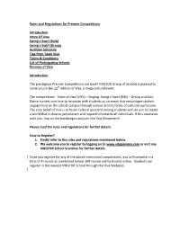 Rules and Regulations for Premier Competitions Introduction
