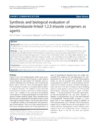 Synthesis and Biological Evaluation of Benzimidazole-Linked 1,2,3-Triazole