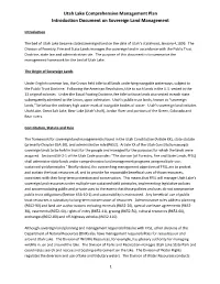 Utah Lake Comprehensive Management Plan Introduction Document on Sovereign Land Management