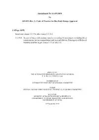 (09/2019) to AIS-052 (Rev.1): Code of Practice for Bus Body Design Approval