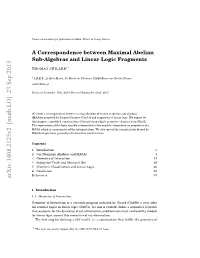 A Correspondence Between Maximal Abelian Sub-Algebras and Linear