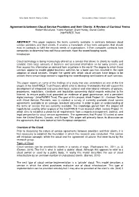 Agreements Between Cloud Service Providers and Their Clients: A