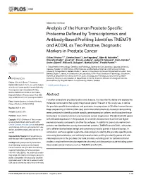 Analysis of the Human Prostate-Specific Proteome Defined
