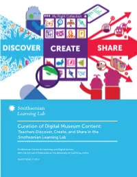 Curation of Digital Museum Content: Teachers Discover, Create, and Share in the Smithsonian Learning Lab
