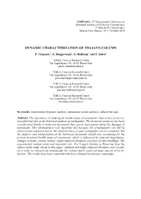 Dynamic Characterization of Trajan's Column