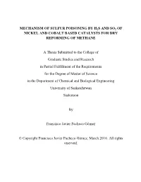 Mechanism of Sulfur Poisoning by H2s and So2 of Nickel and Cobalt Based Catalysts for Dry Reforming of Methane