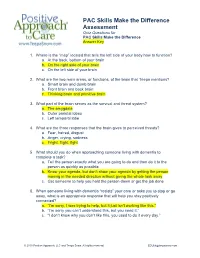 PAC Skills Make the Difference Assessment Quiz Questions for PAC Skills Make the Difference Answer Key