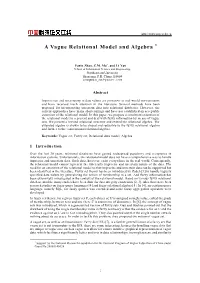 A Vague Relational Model and Algebra 1