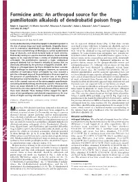 An Arthropod Source for the Pumiliotoxin Alkaloids Of
