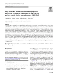 Fully Automated Dried Blood Spot Sample Preparation Enables the Detection of Lower Molecular Mass Peptide and Non-Peptide Doping Agents by Means of LC-HRMS